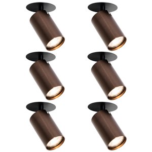 Sada 6 moderných zapustených bodových svetiel tmavý bronz GU10 50mm - Chels