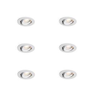Set van 6 inbouwspots wit kantelbaar 6,5cm incl. LED IP54 ultra slim - Pupil
