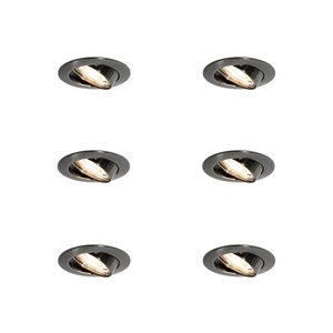 Set van 6 moderne inbouwspots gunmetal GU10 50mm rond kantelbaar - Edu