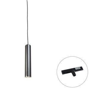 Dizajnové závesné svietidlo čierne vrátane adaptéra na koľajnicu 1-fázové - Slimline Tuba Small