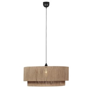 Japandi závesná lampa čierna s hnedým lanom 60cm - Smilla