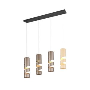 Moderne hanglamp zwart met taupe en beige 4-lichts - Stream