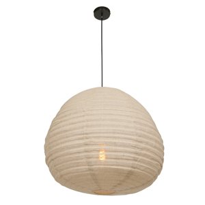 Japonská závesná lampa čierna s béžovým ľanom - Bangalore