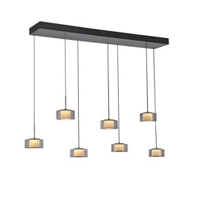 Závesná lampa čierna s dymovým sklom vrátane LED 7-svetiel Easylift - Rika