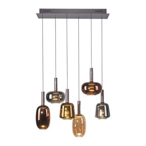 Závesná lampa čierna s viacfarebným sklom vrátane LED 6-svetiel Easylift - Irides