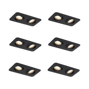 Sada 6 zaoblených zapustených bodových svetiel čierna GU10 50 mm otočné a naklápacie IP44 2-svetlé - Alberto