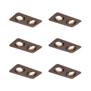 Sada 6 zaoblených zapustených bodových svetiel tmavý bronz GU10 50 mm otočné a naklápacie IP44 2-svetlá - Alberto