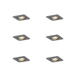 Sada 6 zaoblených zapustených bodových svetiel Gunmetal GU10 50 mm nastaviteľné IP44 - Alberto