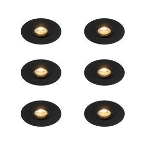 Sada 6 ks Moderné zapustené bodové čierne 12 cm - Buco