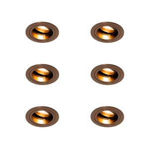 Sada 6 zapustených bodových svetiel tmavý bronz okrúhle nastaviteľné - Chuck