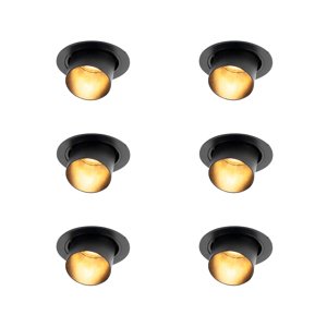 Sada 6 moderných zapustených bodových svetiel čierna okrúhla naklápacia - Installa
