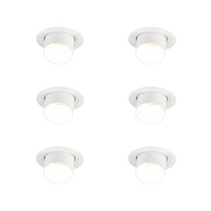Sada 6 ks Moderné okrúhle zapustené bodové sklopné biele - Installa