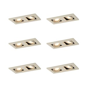 Sada 6 moderných zapustených bodových svetiel béžová GU10 50 mm nastaviteľné 2-svetlá - Qure