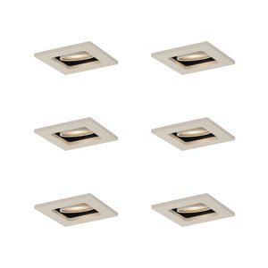 Sada 6 moderných zapustených bodových svetiel béžová GU10 50 mm otočné a naklápacie - Qure
