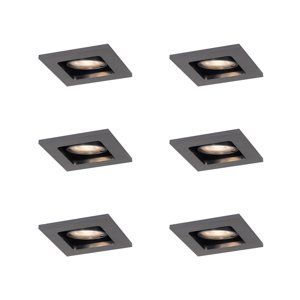 Sada 6 moderných zapustených bodových svetiel Gunmetal GU10 50mm okrúhle naklápacie - Qure