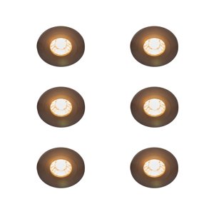 Sada 6 ks Moderné zapustené bodové čierne IP44 - Xena Round