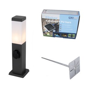 Vonkajšia lampa tmavosivá 45 cm so zásuvkou IP44 - Malios