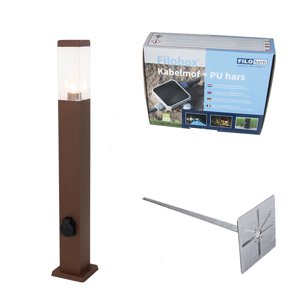 Vonkajšia lampa hrdzavohnedá 80 cm so zásuvkou IP44 - Malios
