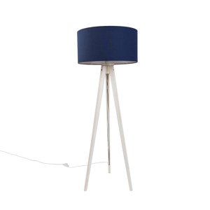 Stojacia lampa s trojnožkou biela s tmavomodrým látkovým tienidlom 50 cm - Tripod Classic