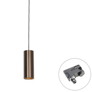 Dizajnové závesné svietidlo tmavý bronz vrátane adaptéru na lištu 3-fázové - 3-fázové Tubo