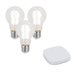 Set van 3 smart E27 dimbare LED lamp A60 7W 806LM 2700-6500K incl. Zigbee Smart Hub