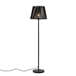 Vonkajšia stojaca lampa čierna s čiernym lanovým tienidlom IP44 - Virginia Jayla
