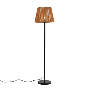 Vonkajšia stojaca lampa čierna s oranžovým lanovým tienidlom IP44 - Virginia Jayla