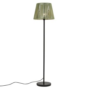 Vonkajšia stojaca lampa čierna so zeleným lanovým tienidlom IP44 - Virginia Jayla