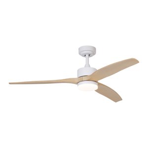 Inteligentný stropný ventilátor biely s drevenou potlačou 132 cm vrátane LED stmievateľného s diaľkovým ovládaním - Joly