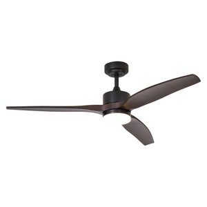 Inteligentný stropný ventilátor čierny s potlačou dreva 132 cm vrátane LED stmievateľného s diaľkovým ovládaním - Joly