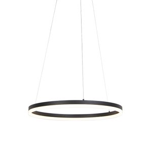 Dizajnové krúžkové závesné svietidlo čierne 60cm vrátane LED a stmievača - Anello